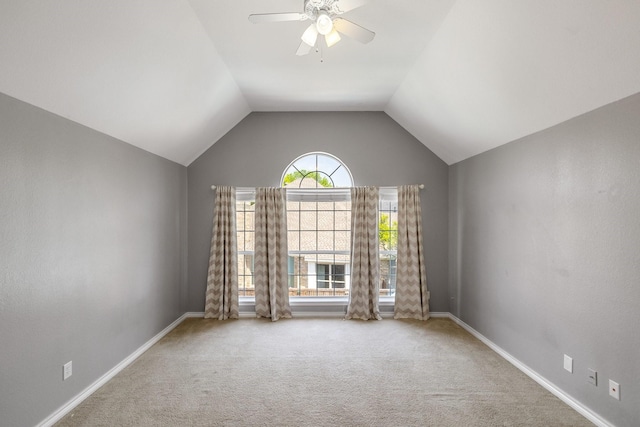 5800 Edgewood Dr, Mckinney, TX 75072 - carpeted spare room featuring baseboards, a ceiling fan, and lofted ceiling