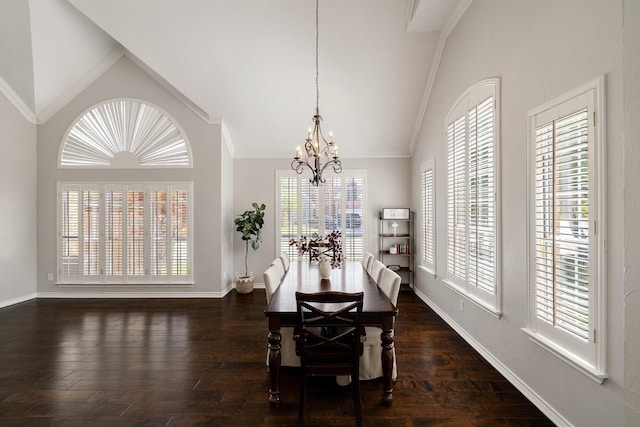 5800 Edgewood Dr, Mckinney, TX 75072 - dining space featuring crown molding, wood finished floors, an inviting chandelier, and baseboards