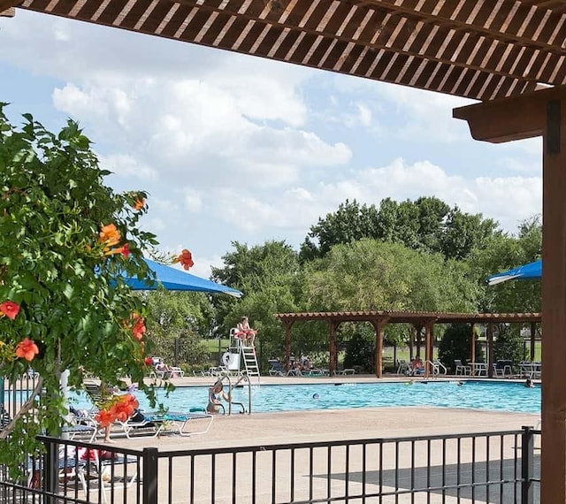 5800 Edgewood Dr, Mckinney, TX 75072 - community pool featuring a pergola, fence, and a patio area