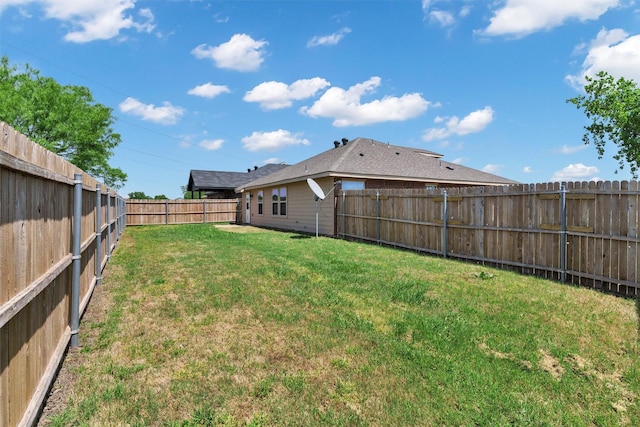 view of yard with a fenced backyard