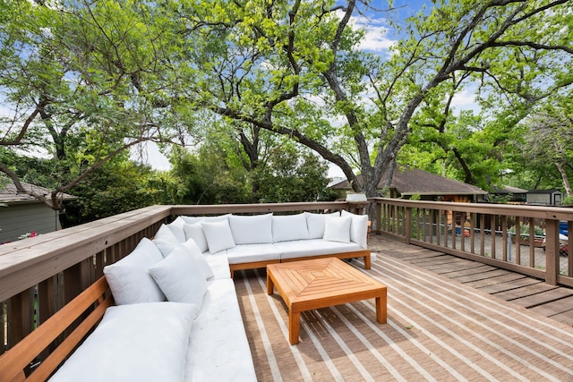 deck featuring an outdoor living space