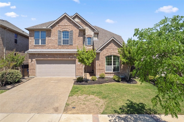 1811 Morning Mist Way, Wylie, TX 75098 - view of front of property featuring brick siding, concrete driveway, a front yard, and a garage