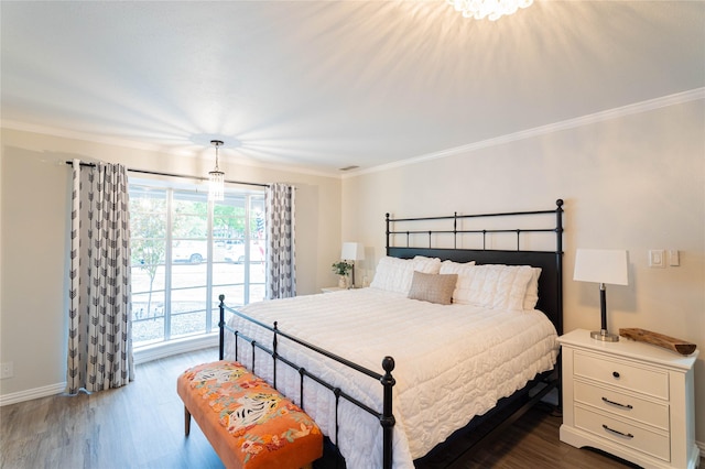 1711 Tamarack Dr, Dallas, TX 75228 - bedroom with ornamental molding, dark wood-style flooring, and baseboards