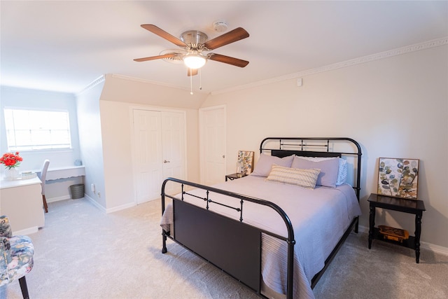 1711 Tamarack Dr, Dallas, TX 75228 - bedroom with ornamental molding, light carpet, a closet, and baseboards