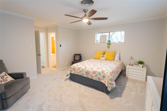 1711 Tamarack Dr, Dallas, TX 75228 - bedroom featuring carpet flooring, crown molding, baseboards, and ceiling fan
