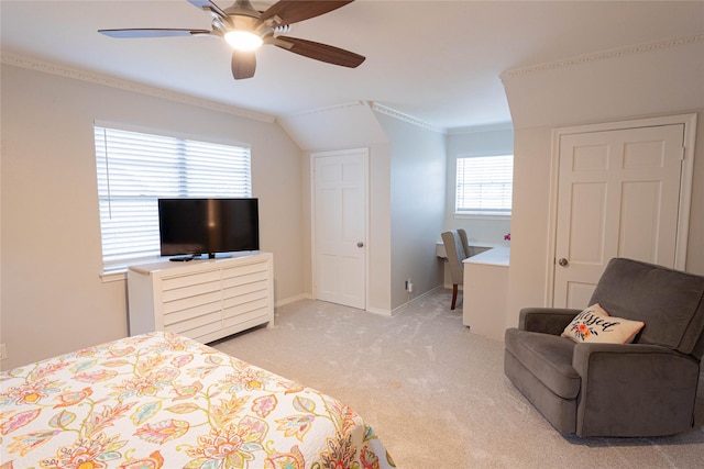 1711 Tamarack Dr, Dallas, TX 75228 - bedroom featuring light colored carpet, ornamental molding, a ceiling fan, and baseboards