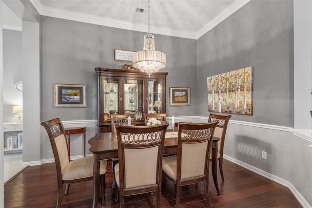 4009 Fairfax Ct, Flower Mound, TX 75028 - dining area featuring a chandelier, wood-type flooring, ornamental molding, a towering ceiling, and baseboards