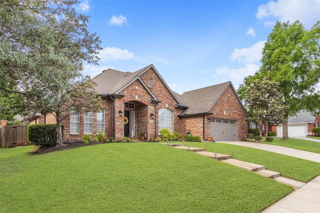4009 Fairfax Ct, Flower Mound, TX 75028 - view of front of house with brick siding, roof with shingles, an attached garage, and concrete driveway