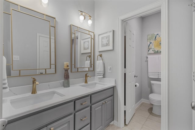 4009 Fairfax Ct, Flower Mound, TX 75028 - bathroom with toilet, double vanity, and tile patterned flooring