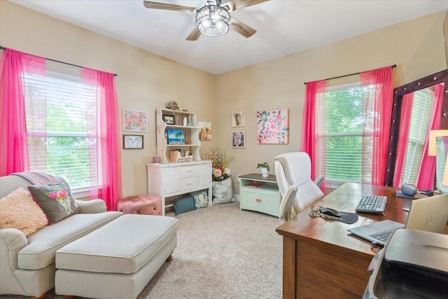 160 Buccaneer Way, Crawford, TX 76638 - carpeted home office featuring a ceiling fan