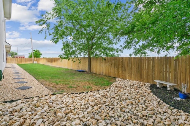 view of yard with a fenced backyard