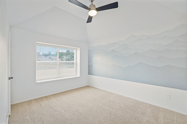 2313 Suntree, Flower Mound, TX 75022 - carpeted spare room with vaulted ceiling, ceiling fan, and baseboards