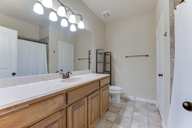 109 Thoroughbred St, Waxahachie, TX 75165 - full bathroom featuring vanity, visible vents, toilet, tile patterned floors, and baseboards