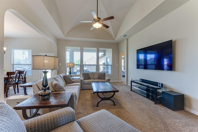 109 Thoroughbred St, Waxahachie, TX 75165 - carpeted living room featuring baseboards, a ceiling fan, and plenty of natural light