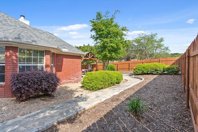 view of yard featuring a fenced backyard