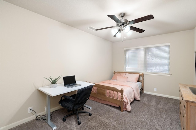 500 Harding Ln, Lavon, TX 75166 - carpeted bedroom featuring baseboards, ceiling fan, and an office area