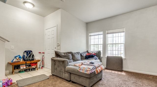 living room featuring baseboards