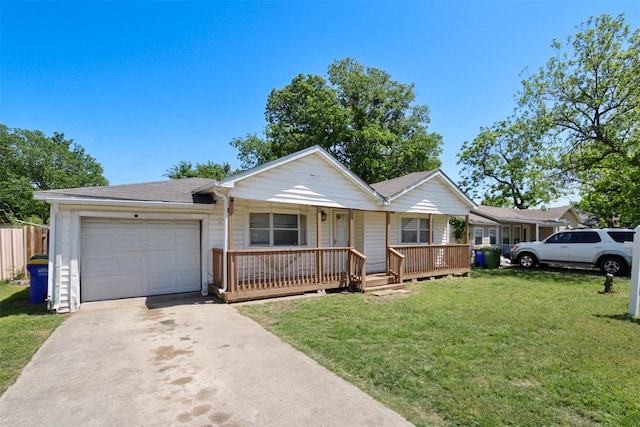 120 N Las Vegas Trl, White Settlement, TX 76108 - ranch-style home featuring an attached garage, a porch, concrete driveway, a front lawn, and roof with shingles