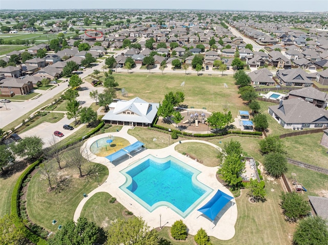 bird's eye view with a residential view