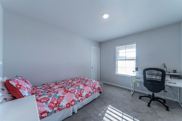 bedroom with baseboards and carpet floors