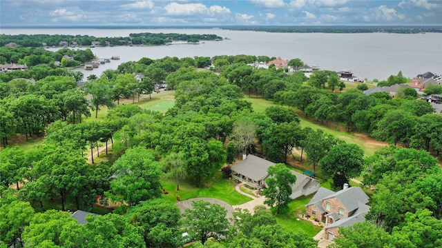 bird's eye view with a water view and a residential view