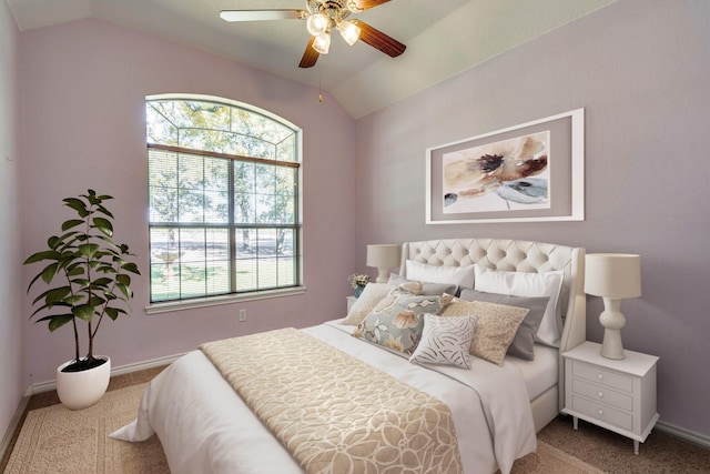 6424 County Road 176, Stephenville, TX 76401 - carpeted bedroom featuring lofted ceiling, a ceiling fan, and baseboards