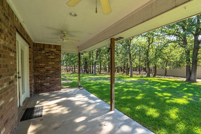 6424 County Road 176, Stephenville, TX 76401 - view of patio / terrace featuring fence and a ceiling fan
