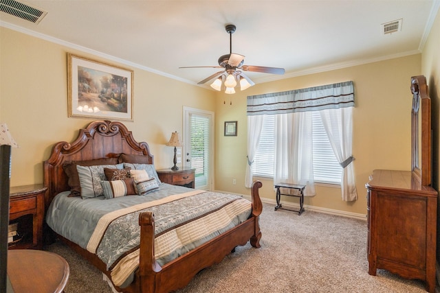 bedroom featuring crown molding and visible vents
