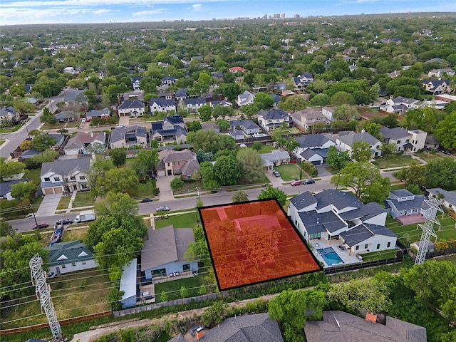bird's eye view with a residential view