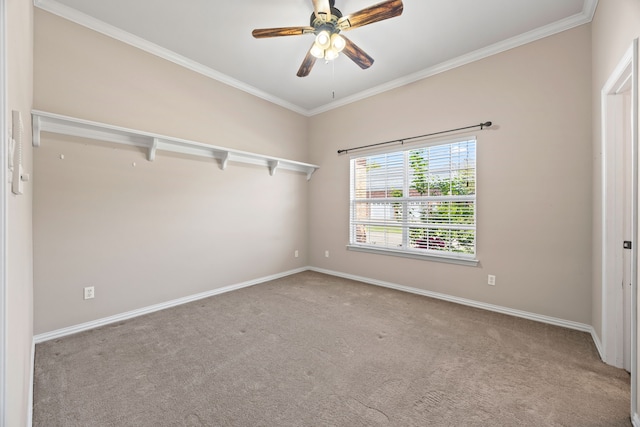 560 Glenn Ln, Red Oak, TX 75154 - carpeted empty room with crown molding, baseboards, and a ceiling fan