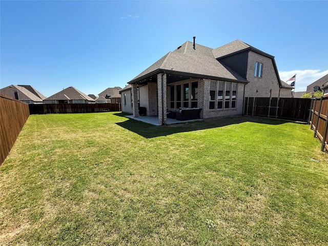 3810 Braxton Dr, Melissa, TX 75454 - rear view of property with a patio area, brick siding, and roof with shingles
