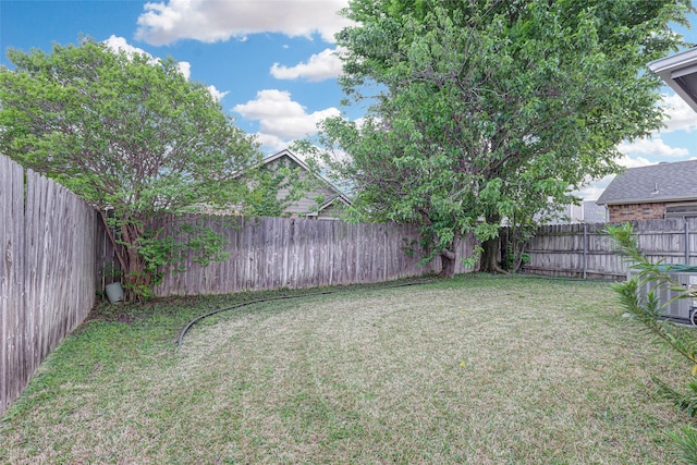 view of yard featuring a fenced backyard