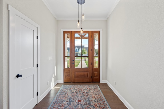 301 Wycliff Dr, Waco, TX 76633 - entrance foyer featuring baseboards, dark wood-style floors, and crown molding