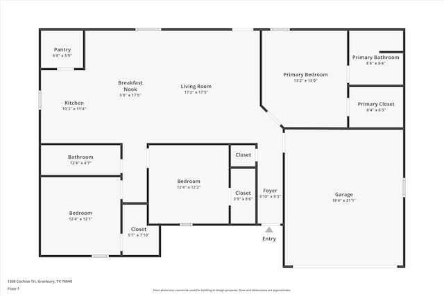 1308 Cochise Trl, Granbury, TX 76048 - floor plan