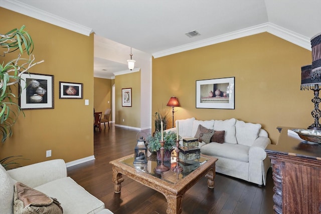 114 Deer Crossing Way, Azle, TX 76020 - living area with hardwood / wood-style floors, baseboards, crown molding, and vaulted ceiling