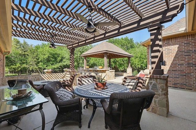 114 Deer Crossing Way, Azle, TX 76020 - view of patio with a pergola, outdoor dining area, a gazebo, and outdoor lounge area