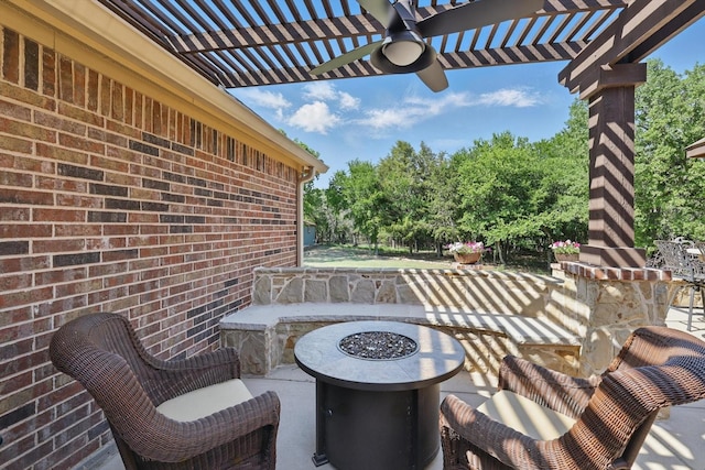 114 Deer Crossing Way, Azle, TX 76020 - view of patio with a ceiling fan and a pergola