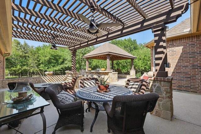 114 Deer Crossing Way, Azle, TX 76020 - view of patio / terrace with a ceiling fan and a pergola