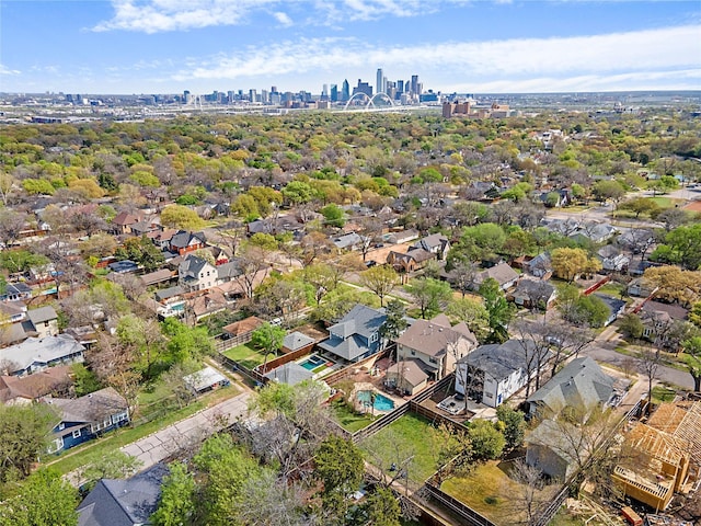 drone / aerial view with a view of city