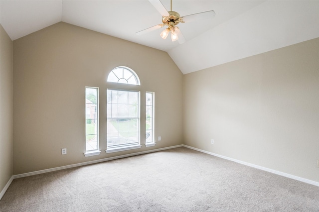 2311 Megan Way, Arlington, TX 76016 - carpeted spare room with lofted ceiling, ceiling fan, and baseboards