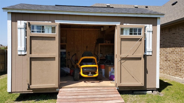 view of shed
