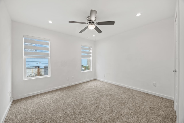 1331 S Denley Dr, Dallas, TX 75216 - carpeted empty room featuring recessed lighting, baseboards, and a ceiling fan