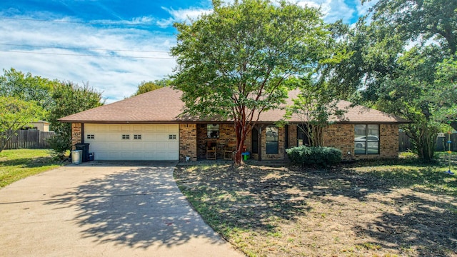 106 Guinevere Ct, Weatherford, TX 76086 - ranch-style house with brick siding, a garage, fence, and driveway