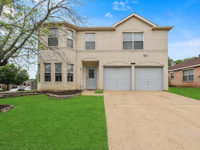 130 Walnut Dr, Seagoville, TX 75159 - traditional-style home featuring concrete driveway, brick siding, an attached garage, and a front yard