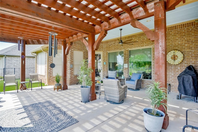 1601 Harbor Lakes Dr, Granbury, TX 76048 - view of patio / terrace with a pergola, ceiling fan, and grilling area
