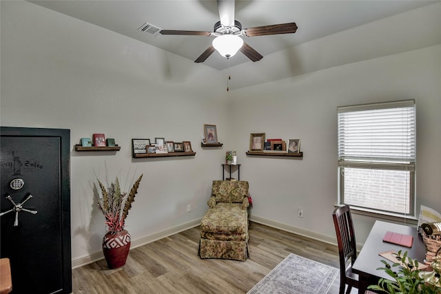1601 Harbor Lakes Dr, Granbury, TX 76048 - office space featuring wood finished floors, ceiling fan, and baseboards