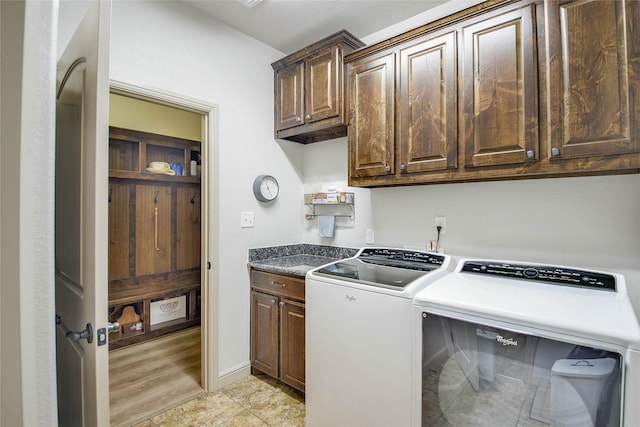 1601 Harbor Lakes Dr, Granbury, TX 76048 - laundry area featuring cabinet space and washer and dryer