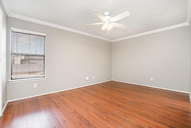 24 Cedar Ln, Bedford, TX 76021 - empty room with crown molding, baseboards, a ceiling fan, and wood finished floors