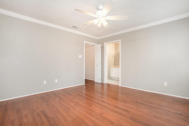 24 Cedar Ln, Bedford, TX 76021 - unfurnished room featuring ceiling fan, crown molding, wood finished floors, and baseboards