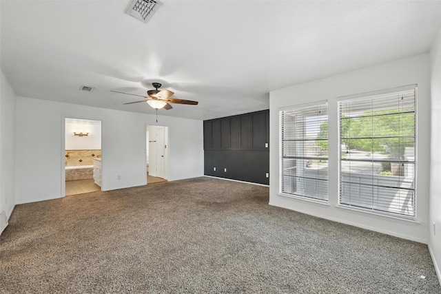 8104 Lea Shore St, Fort Worth, TX 76179 - unfurnished living room with a ceiling fan, visible vents, plenty of natural light, and carpet